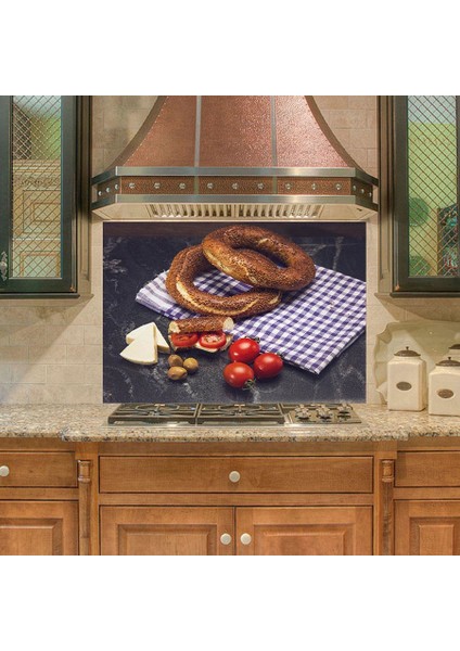 Mutfak Duvar Tezgah Arkası Sticker Kaplama Simit Peynir
