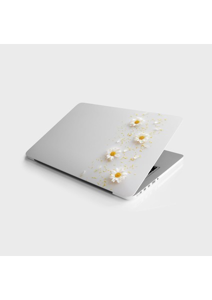 Laptop Sticker Bilgisayar Notebook Pc Kaplama Etiketi Beyaz Papatya