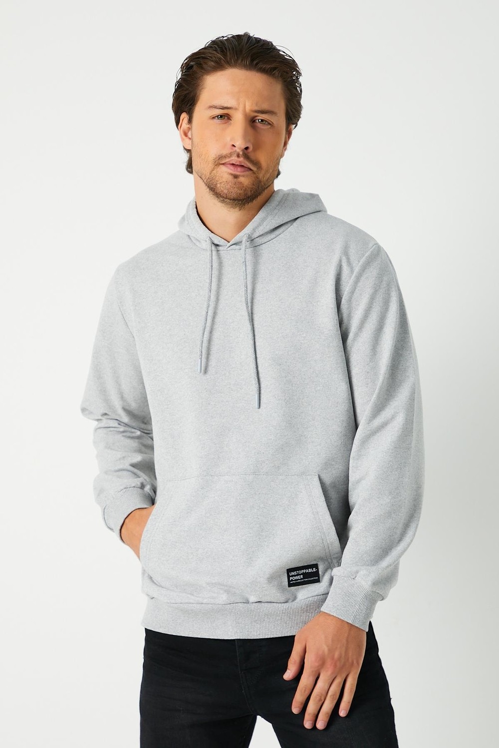 Mmetalic Siyah Erkek Kapüşonlu Kanguru Cepli Sweatshirt