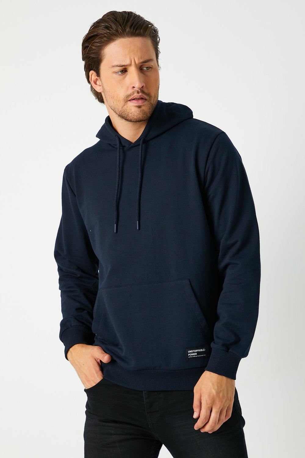 Mmetalic Siyah Erkek Kapüşonlu Kanguru Cepli Sweatshirt