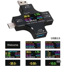 Powerex USB  Dijital Volt-Ampermetre Gerilim Akım Ölçer USB 3.0 Tip-C Voltmetre