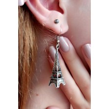 Fildişi Aksesuar Antik Gümüş Kaplama Eyfel Kulesi Şekilli El Yapımı Çift Adet Kadın Küpe