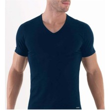 Silver V Yaka Kısa Kol Lacivert T-Shirt 9308