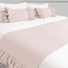 Ritmo Home Yatak Runner & İç Dolgulu Kırlent Seti Fırfırlı