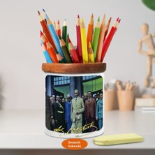 Asilmeydan Ulu Önder Mustafa Kemal Atatürk Ahşap Seramik Kalemlik-A(49)