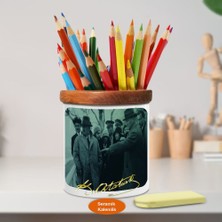 Asilmeydan Lider Mustafa Kemal Atatürk Ahşap Seramik Kalemlik-s373