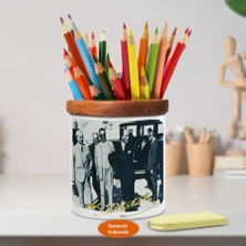 Asilmeydan Arkadaşları ve Mustafa Kemal Atatürk Ahşap Seramik Kalemlik-738