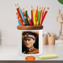 Asilmeydan Üniformalı Mustafa Kemal Atatürk Ahşap Seramik Kalemlik - p23