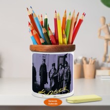 Asilmeydan Kalpaklı Mustafa Kemal Atatürk Ahşap Seramik Kalemlik-(1015)