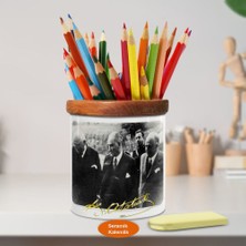 Asilmeydan Şık Takım Elbiseli Mustafa Kemal Atatürk Ahşap Seramik Kalemlik -114