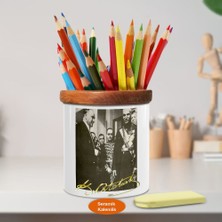 Asilmeydan Gülümseyen Mustafa Kemal Atatürk Ahşap Seramik Kalemlik -107