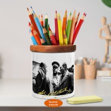 Asilmeydan Halkıyla Konuşan Mustafa Kemal Atatürk Ahşap Seramik Kalemlik -7