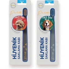 Flipper Pets Hijyenik Saklama Kabı ve Yetişkin Diş Fırçası Seti-2'li Set -Poodle-Beagle