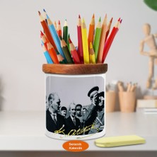 Asilmeydan Ulu Önder Gazi Mustafa Kemal Atatürk Ahşap Seramik Kalemlik-s480