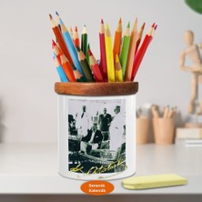 Asilmeydan Arkadaşlarıyla Kemal Atatürk Ahşap Seramik Kalemlik -s106