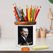 Asilmeydan Mustafa Kemal Atatürk Ahşap Seramik Kalemlik - r316