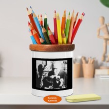 Asilmeydan Kızını Tutan Baba Kemal Atatürk Ahşap Seramik Kalemlik -(1125)