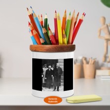 Asilmeydan Bina Önünde Mustafa Kemal ve İnönü Ahşap Seramik Kalemlik -146)