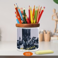 Asilmeydan Halkıyla Birlikte Mustafa Kemal Atatürk Ahşap Seramik Kalemlik-668