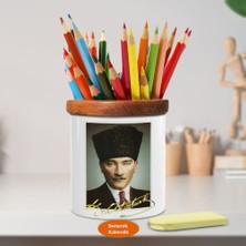 Asilmeydan Kravatlı Lider Mustafa Kemal Ahşap Seramik Kalemlik - p10-aid,58