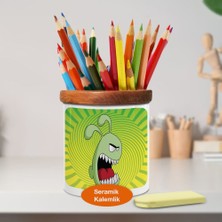 Asilmeydan Kızgın Dişli Tavşan Ahşaplı Seramik Kalemlik - 21-2869