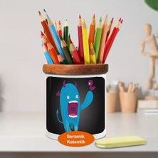 Asilmeydan Kuştan Korkan Canavar Ahşaplı Seramik Kalemlik - 48426436