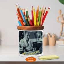 Asilmeydan Mustafa Kemal Atatürk Ahşap Seramik Kalemlik-s411