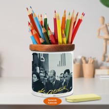 Asilmeydan Gazi Mustafa Kemal Atatürk Ahşap Seramik Kalemlik- s474