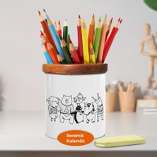 Asilmeydan Sevimli Hayvan Arkadaşlar Ahşaplı Seramik Kalemlik -57847