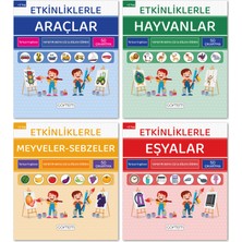 Etkinliklerle Öğreniyorum Seti - Türkçe İngilizce - 200 Çıkartma - Eğitici Aktivite Kitabı (4 Kitap)