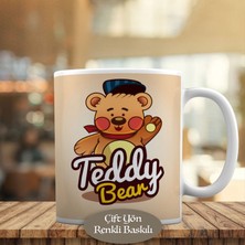 Asilmeydan Teddy Bear Kırmızı Yanaklı Ayı Baskılı Kupa Bardak Hediyelik-069
