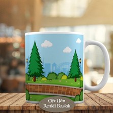 Asilmeydan Yeşil Çam Ağaçları Doğa Manzarası Kupa Bardak Hediyelik-21945