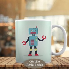 Asilmeydan Mavi Renkli Sevimli Teknolojik Robot Kupa Bardak HEDIYELIK-16249