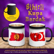 Asilmeydan Kırgızistan ve Türk Bayraklı Sihirli Hediyelik Kupa Bardak-s4614