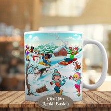 Asilmeydan Kayak Yapan Mutlu Çocuklar Kupa Bardak HEDIYELIK-1196-507