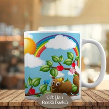 Asilmeydan Gökkuşağı Altında Sevimli Sincap Baskılı Kupa Bardak Hediyelik-05