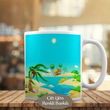 Asilmeydan Kumsalda Palmiyeler, Deniz Kupa Bardak Hediyelik-1196-472