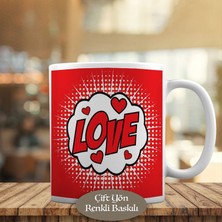 Asilmeydan Pop Art Kalpli Love Yazılı Kupa Bardak HEDIYELIK-1447-1462