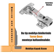 Samet Master Frenli Kapak Menteşesi Pistonlu Yarım Deve Tas Menteşe (1 Çift)