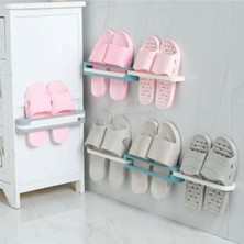 Çiğdem Butik Plastik Banyo Terlik ve Havlu Tutucu Portatif Pratik Kapı Arkası Duvara Yapıştırmalı Ayakkabı Rafı