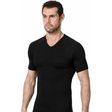 Namaldı 2 Adet Siyah Renk Termal V Yaka Kısa Kol Içlik