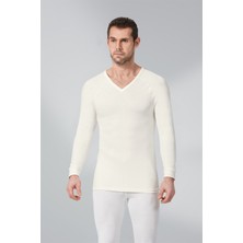 Namaldı 3 Adet Ekru Renk Termal V Yaka Uzun Kol Içlik
