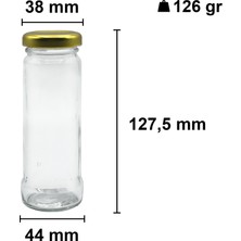 Afracam 105 cc Kavanoz Metal Gold Konserve Kapaklı 105 cc Şeffaf Uzun Cam Kavanoz 48 Adet