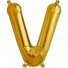 Parti Adresi Harf Folyo Balon V Harfi Altın Renk 100 cm - 40"