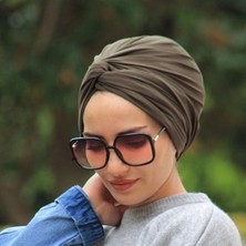 Amisos Bone Şal Dolama Bone Haki  Hazır Model - Özel Tasarım- Yeni Model Tesettür Giyim