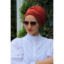 Amisos Bone Şal Çapraz Bone Kiremit - Özel Tasarım- Yeni Model Tesettür Giyim
