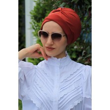 Amisos Bone Şal Çapraz Bone Kiremit - Özel Tasarım- Yeni Model Tesettür Giyim