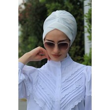 Amisos Bone Şal Çapraz Bone Ekru - Özel Tasarım- Yeni Model Tesettür Giyim