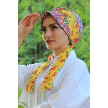Amisos Bone Şal Etnik Desenli Şapka Bone - Özel Tasarım- Yeni Model Tesettür Giyim