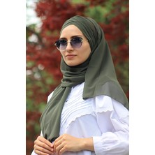 Amisos Bone Şal Üç Bantlı Şal Haki (Hazır Model) - Özel Tasarım- Yeni Model Tesettür Giyim